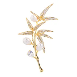 Cài Áo Nữ Meri Bamboo Pearl BR963 Màu Vàng/Trắng