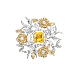 Cài Áo Nữ Meri Sunshine Canary BR947 Màu Vàng - Bạc