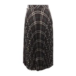 Chân Váy Nữ Burberry Patchwork Striped High-Waist Casual Midi Skirt Multicolor 80930101 Màu Xám Đen Size 8