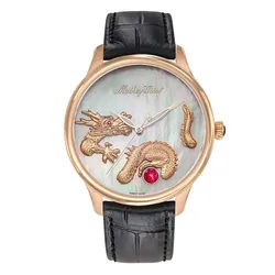 Đồng Hồ Nam Mathey-Tissot Edmond Automatic Handcrafted Dragon MD1886PA Màu Đen - Vàng Hồng