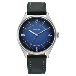 Đồng Hồ Nam Titan Neo Basics Analog With Blue Dial Blue Leather Strap Watch For Men 1802SL21 Màu Xanh Bạc
