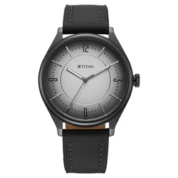 Đồng Hồ Nam Titan Neo Basics Analog With Gray Dial Gray Leather Strap Watch For Men 1802QL04 Màu Xám