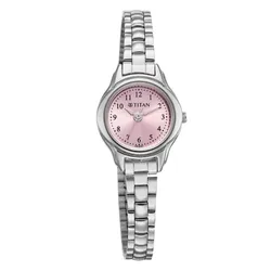 Đồng Hồ Nữ Titan Analog Pink Dial With Silver Stainless Steel Strap Watch For Women 2401SM04 Màu Bạc Hồng