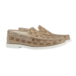 Giày Lười Nam Gucci Original GG Canvas Leather Beige 786485 FADJG 9747 Loafer Màu Be Size 6.5