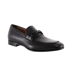 Giày Lười Nam Salvatore Ferragamo Asten Black Smooth Leather Horsebit Loafer 734544 Màu Đen Size 6.5