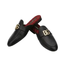 Giày Sục Nam Dolce & Gabbana D&G Black Slippers With Gold Logo A80285AJ63480999 Màu Đen Size 6