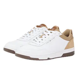 Giày Thể Thao Nam Tommy Hilfiger Mixed Texture Basketball Trainers With Leather FM05714 - 250 Màu Trắng Size 7.5