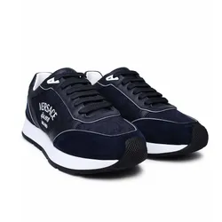 Giày Thể Thao Nam Versace Leather Sneakers 1021242 Màu Xanh Navy Size 40