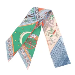 Khăn Lụa Nữ Hermès Objects De Curiosite Blue Silk Twilly Màu Xanh