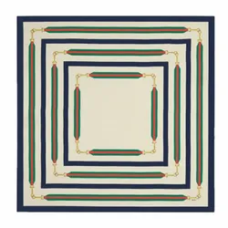 Khăn Nữ Gucci Printed Silk Twill Carré 626781 3G001 9200 Màu Be Xanh