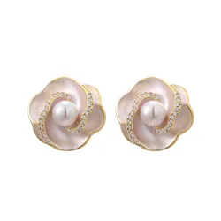 Khuyên Tai Nữ Jessica Pearl Artistic Bloom JE64 Màu Trắng Vàng