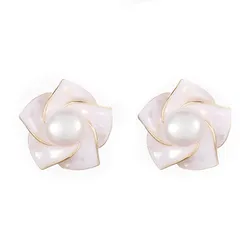 Khuyên Tai Nữ Jessica Pearl Graceful Bloom JE60 Màu Hồng Vàng