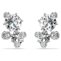Khuyên Tai Nữ Swarovski Constella Stud Earrings Round Cut, White, Rhodium Plated 5732253 Màu Bạc