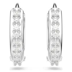 Khuyên Tai Nữ Swarovski Matrix Hoop Earrings Round Cut, White, Rhodium Plated 5690670 Màu Bạc