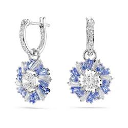Khuyên Tai Nữ Swarovski Idyllia Drop Earrings Mixed Cuts, Flower, Blue, Rhodium Plated 5680016 Màu Xanh