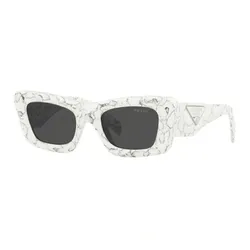 Kính Mát Nữ Prada Sunglasses In Matte White Marble 0PR 13ZS Màu Xám/Trắng