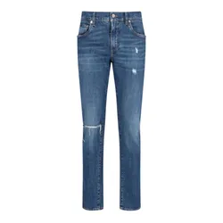 Quần Jean Nam Dolce & Gabbana D&G Blue Denim Ripped Pants Dáng Slim GY07CZ G8MX3 S9001 Màu Xanh Size 44