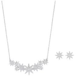 Set&nbsp;Dây Chuyền + Khuyên Tai Nữ Swarovski Fizzy Set Star, White, Rhodium Plated 5528944 Màu Bạc