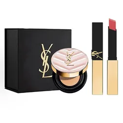 Set Phấn Nước Cushion Yves Saint Laurent YSL Tone B10 + Son The Slim 35 Pink Stiletto Màu Hồng Đào Baby