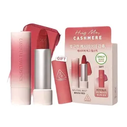 Set Son Lì 3CE Cashmere Hug Lipstick (07 Knit Đỏ Nâu Fullsize + Mini 05 Cozy Whisper Hồng Rose)