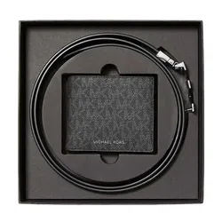 Set Ví + Thắt Lưng Nam Michael Kors MK Signature Logo Wallet And Reversible Belt 36F5LGFN9B Màu Đen