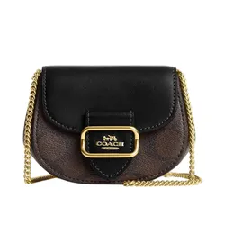 Túi Đeo Chéo Nữ Coach Morgan Card Case On A Chain In Signature Canvas CK439 Màu Nâu/Đen