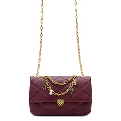 Túi Đeo Chéo Nữ Lyn Casey M Crossbody Bag - Dark Red L26CBWA093 Màu Đỏ Mận