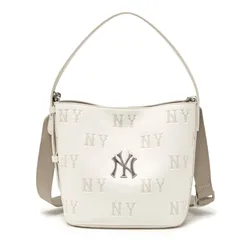 Túi Đeo Chéo Nữ MLB Classic Monogram Embossed Bucket Bag New York Yankees 3ABMME16N-50CRS Màu Kem