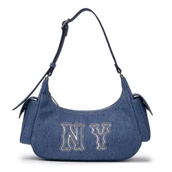 Túi Đeo Vai MLB Basic Mega Logo Denim Cargo Bag New York Yankees Indigo 3ABQM034N-50INS Màu Xanh