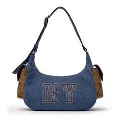 Túi Đeo Vai MLB Dia Mono Megalogo Denim Cargo Bag New York Yankees Indigo 3ABQM134N 50INS Màu Xanh -Nâu