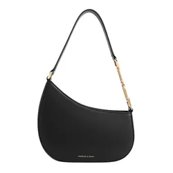 Túi Đeo Vai Nữ Charles & Keith CNK Agatha Chain-Accent Shoulder Bag Black CK2-20160188 Màu Đen