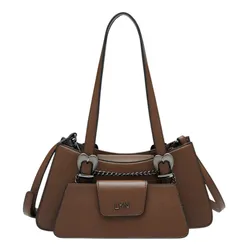 Túi Đeo Vai Nữ Lyn Safari Shoulder Bag  L26CBWA102 Dark Brown Màu Nâu Đậm