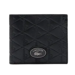 Ví Nam Lacoste Medium Monogram Leather Billfold NH4400MR 000 Màu Đen
