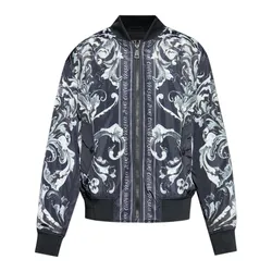 Áo Khoác Bomber Nam Versace Jeans Couture Black With Baroque Logo Printed 79GASD07 CQ20D Màu Xám Đen Size 46