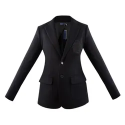 Áo Khoác Nữ Ralph Lauren Bullion Stretch Cotton Pique Blazer With Logo In Black 211956749001 Màu Đen Size 4