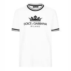 Áo Phông Nam Dolce & Gabbana DG Crown White Cotton G8II3T Tshirt Màu Trắng Size 48
