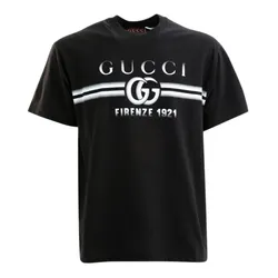 Áo Phông Nam Gucci Interlocking Logo Print Black Cotton Short Sleeves 785345 XJGKJ 1070 Tshirt Màu Đen Size XS
