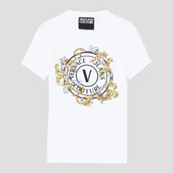 Áo Phông Nam Versace Jeans Couture White With Logo Printed 78GAHC01 78UP601 Tshirt Màu Trắng Size XS