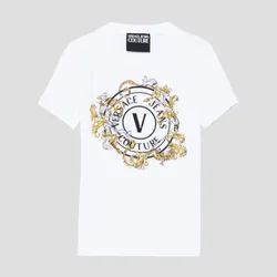 Áo Phông Nữ Versace Jeans Couture White With Logo Printed 78HAHC01 78DP608 Tshirt Màu Trắng Size S