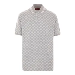 Áo Polo Nam Gucci GG Monogram Logo Printed 788024 XJGQX Màu Xám Size XS