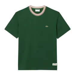 Áo Thun Nam Lacoste Men's French Made Stripe Neck T-Shirt TH5455 - 132 Màu Xanh Lá Size 3