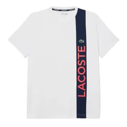 Áo Thun Nam Lacoste Men's Ultra Dry Print Branding Sport T-Shirt TH8938 HI1 Màu Trắng - Xanh Size 4