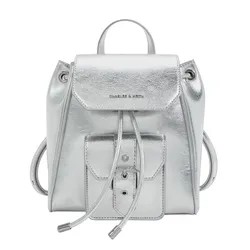 Balo Charles & Keith Blaise Metallic Front Pocket Silver CK2-60151572 Màu Bạc