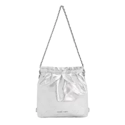 Balo Nữ Charles & Keith CNK Duo Metallic Chain-Handle Two-Way Backpack Silver CK2-60782390 Màu Bạc