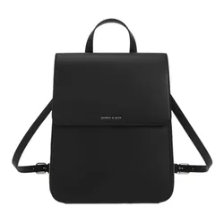Balo Nữ Charles & Keith CNK Octavia Front Flap Structured Backpack Noir CK2-60681127 Màu Đen