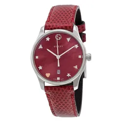 Đồng Hồ Nữ Gucci G-Timeless Red Mother Of Pearl Dial Ladies Watch Màu Đỏ