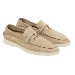 Giày Lười Nam Loro Piana Summer Charms Walk Leather Sand Stone N69029 Loafer Màu Be Size 41.5