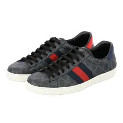Giày Thể Thao Nam Gucci Ace GG Supreme Black Grey Màu Đen Xám Size 5.5