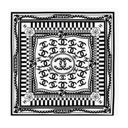 Khăn Chanel Logo CC Black White Màu Đen Trắng
