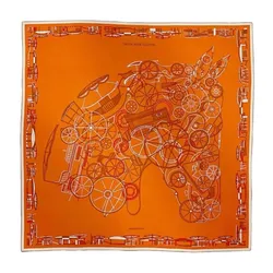 Khăn Nữ Hermès Complication Equestre Scarf 90 Màu Cam